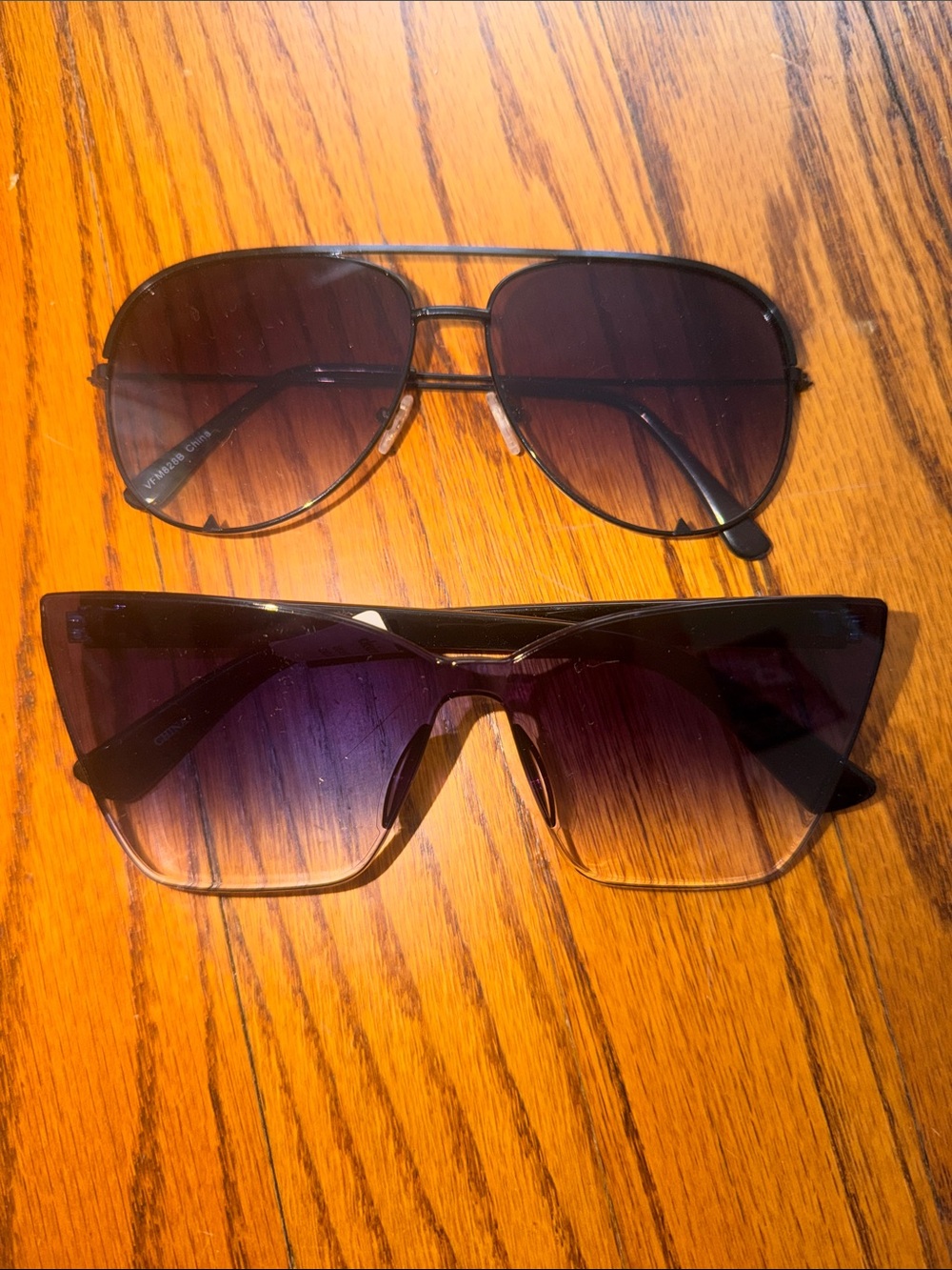 Two Stylish Sunglasses - Aviator & Oversized Cat-Eye in Black/Brown Gradient